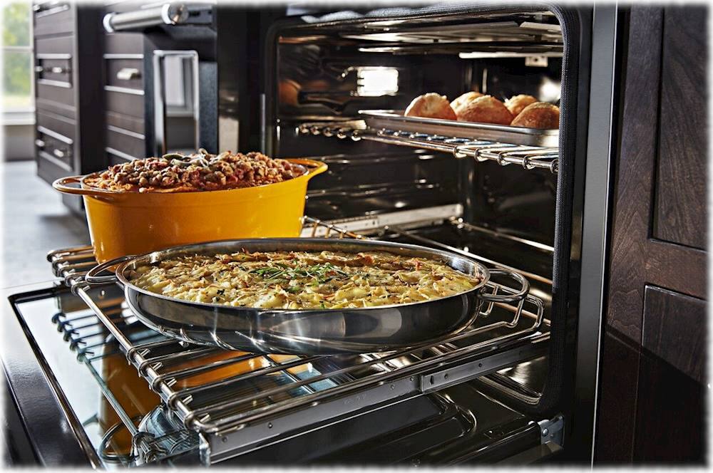 Alt View 20. KitchenAid - Commercial-Style 6.3 Cu. Ft. Freestanding Double Oven Dual-Fuel True Convection Range with Self-Cleaning - Imperial Black.