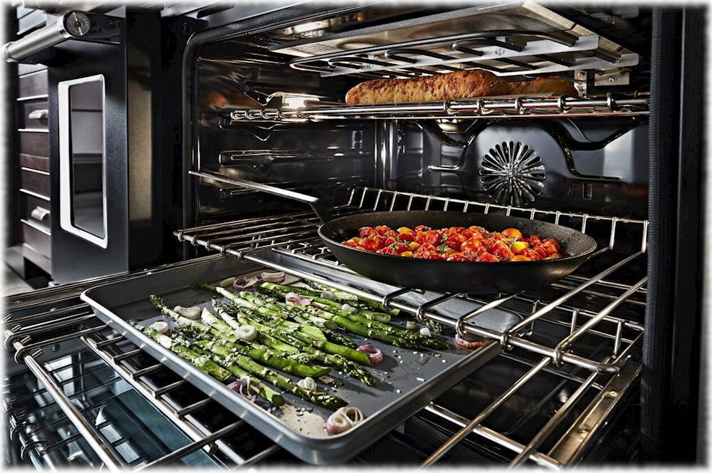 Alt View 21. KitchenAid - Commercial-Style 6.3 Cu. Ft. Freestanding Double Oven Dual-Fuel True Convection Range with Self-Cleaning - Imperial Black.