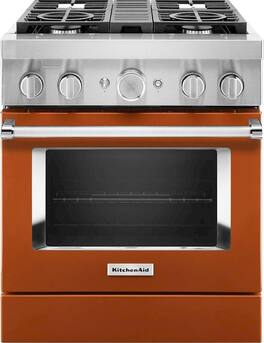 KitchenAid - 4.1 Cu. Ft. Freestanding Dual-Fuel True Convection Range with Self-Cleaning - Scorched Orange