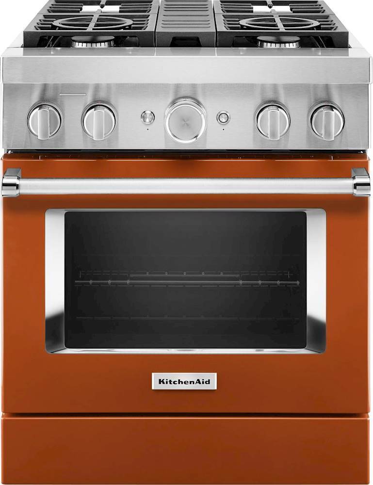 Front. KitchenAid - 4.1 Cu. Ft. Freestanding Dual-Fuel True Convection Range with Self-Cleaning - Scorched Orange.