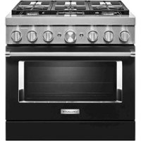 KitchenAid - 5.1 Cu. Ft. Freestanding Dual Fuel True Convection Range with Self-Cleaning - Imperial Black - Front_Zoom