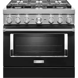 KitchenAid - 5.1 Cu. Ft. Freestanding Dual Fuel True Convection Range with Self-Cleaning - Imperial Black