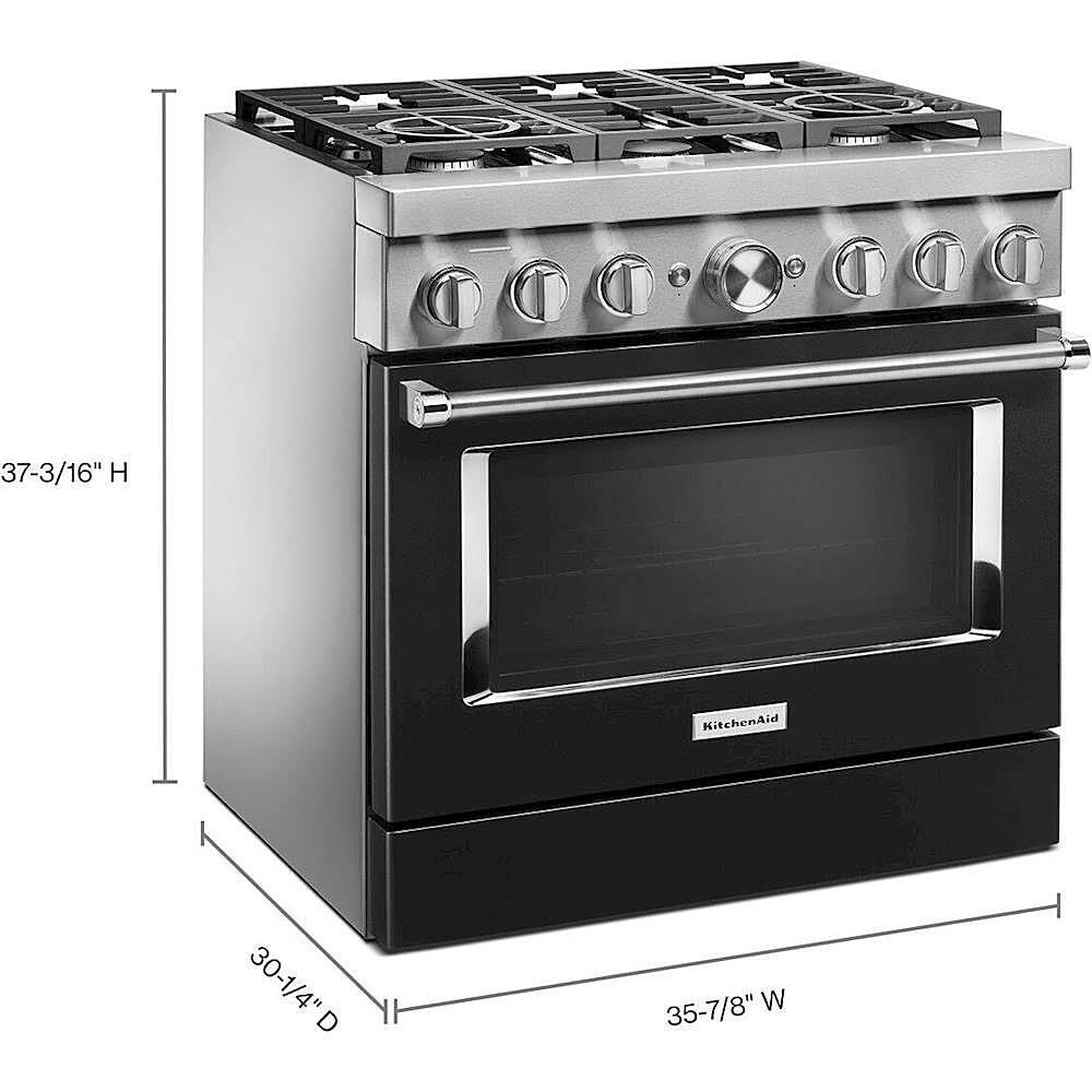 Alt View 12. KitchenAid - 5.1 Cu. Ft. Freestanding Dual Fuel True Convection Range with Self-Cleaning - Imperial Black.