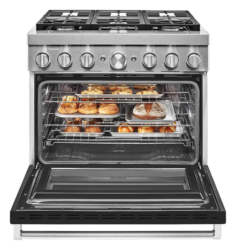Alt View 19. KitchenAid - 5.1 Cu. Ft. Freestanding Dual Fuel True Convection Range with Self-Cleaning - Imperial Black.