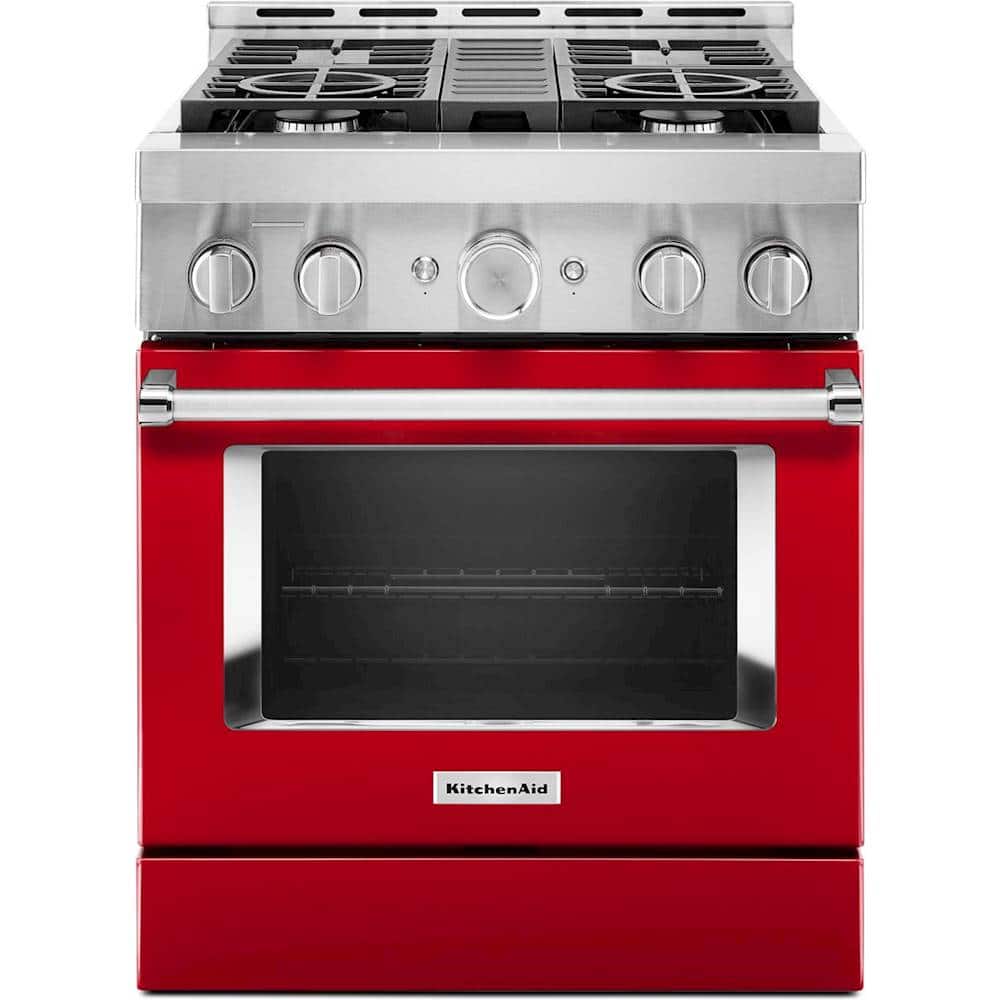 Front. KitchenAid - Commercial-Style 4.1 Cu. Ft. Slide-In Gas True Convection Range with Self-Cleaning - Passion Red.