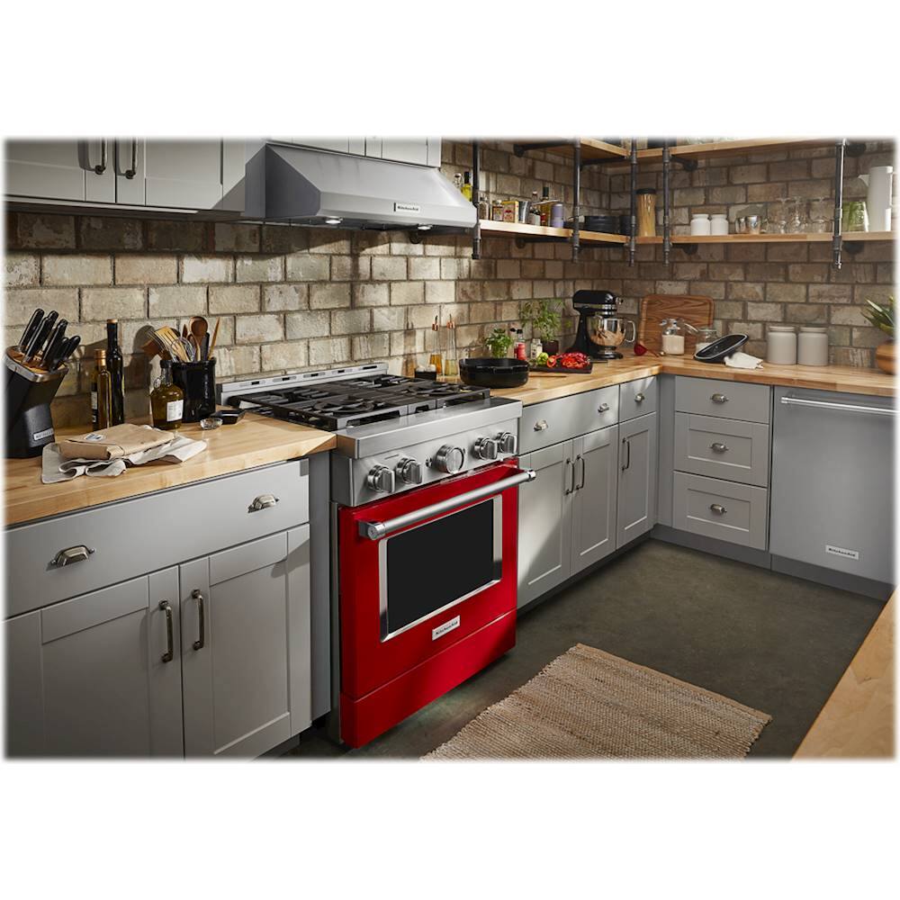 Alt View 12. KitchenAid - Commercial-Style 4.1 Cu. Ft. Slide-In Gas True Convection Range with Self-Cleaning - Passion Red.