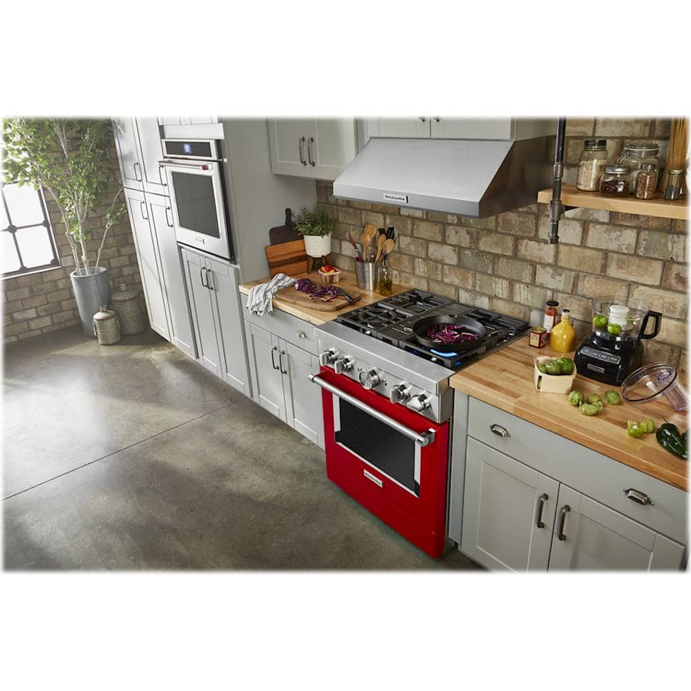 Alt View 13. KitchenAid - Commercial-Style 4.1 Cu. Ft. Slide-In Gas True Convection Range with Self-Cleaning - Passion Red.