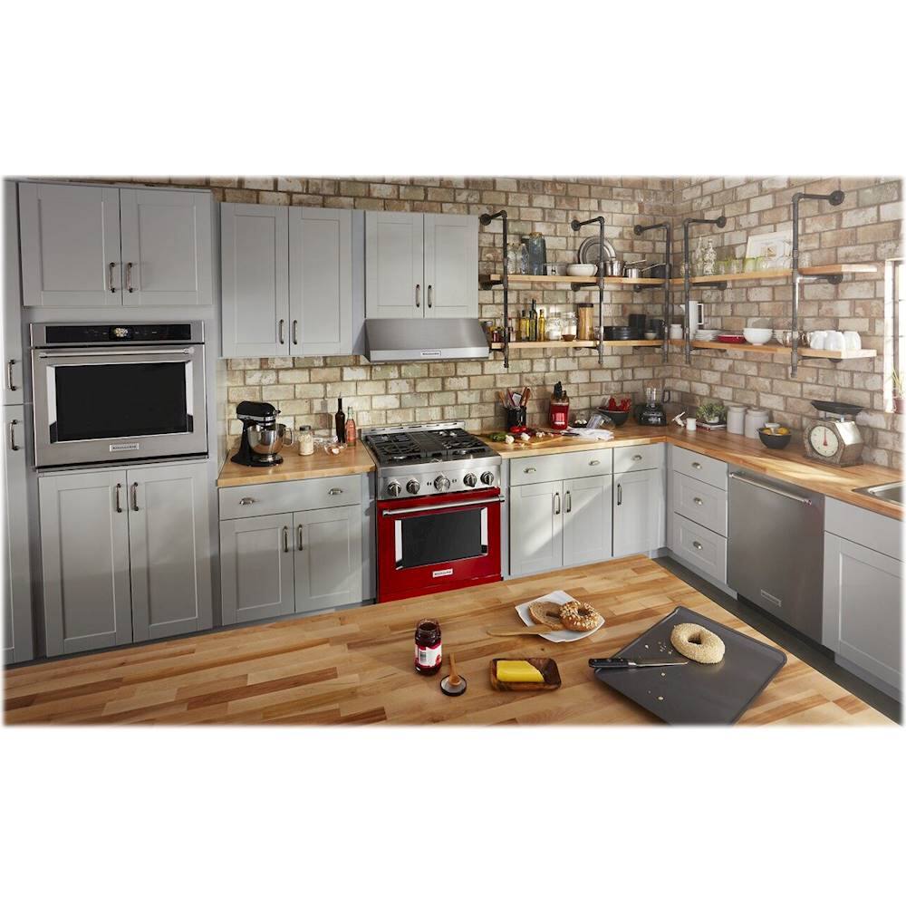 Alt View 14. KitchenAid - Commercial-Style 4.1 Cu. Ft. Slide-In Gas True Convection Range with Self-Cleaning - Passion Red.