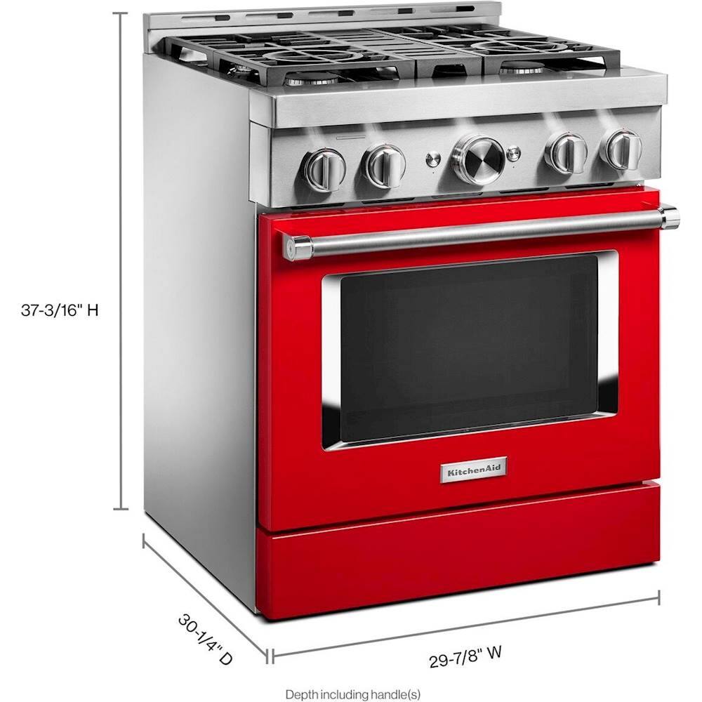 Alt View 16. KitchenAid - Commercial-Style 4.1 Cu. Ft. Slide-In Gas True Convection Range with Self-Cleaning - Passion Red.