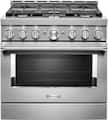 KitchenAid - Commercial-Style 5.1 Cu. Ft. Slide-In Gas True Convection Range with Self-Cleaning - Stainless Steel