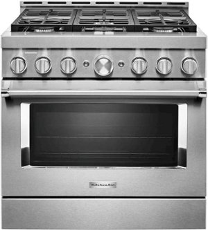 KitchenAid - Commercial-Style 5.1 Cu. Ft. Slide-In Gas True Convection Range with Self-Cleaning - Stainless Steel