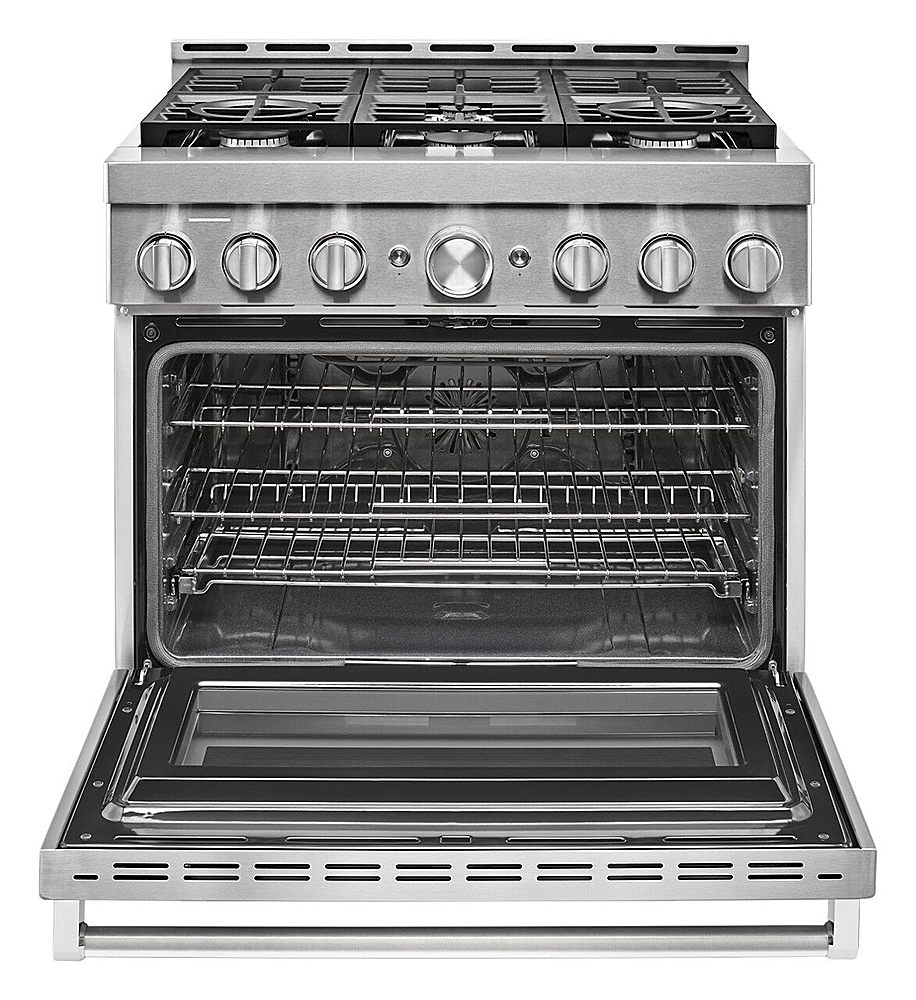 KitchenAid 30 in. 6.5 cu. ft. Convection Oven Slide-In Gas Range with 5  Sealed Burners & Griddle - Stainless Steel