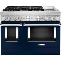 KitchenAid - Commercial-Style 6.3 Cu. Ft. Freestanding Double Oven Dual-Fuel True Convection Range with Self-Cleaning - Ink Blue - Front_Zoom
