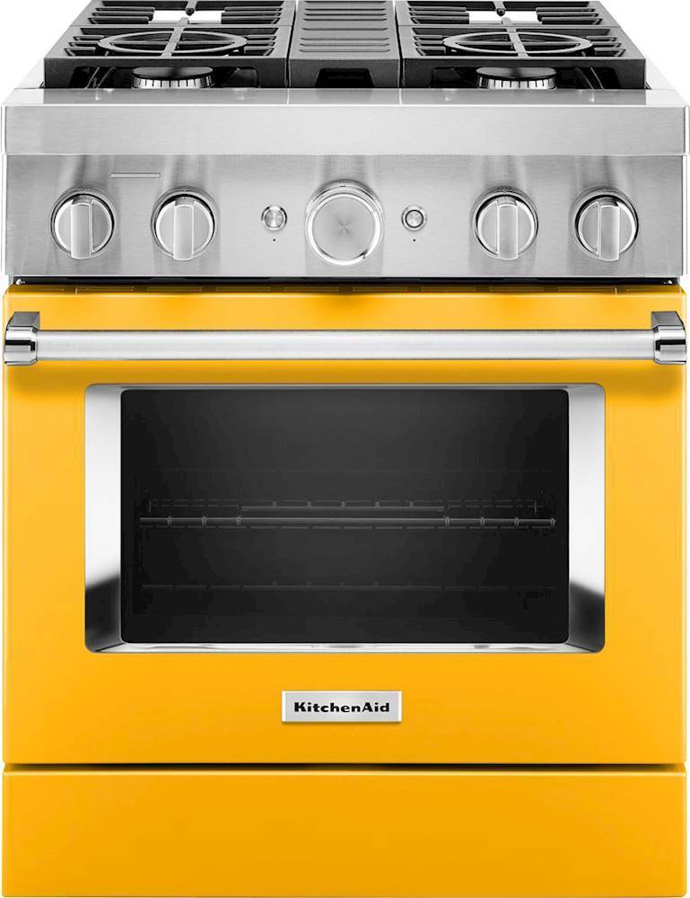 KitchenAid - 4.1 Cu. Ft. Freestanding Dual-Fuel True Convection Range with Self-Cleaning - Yellow Pepper