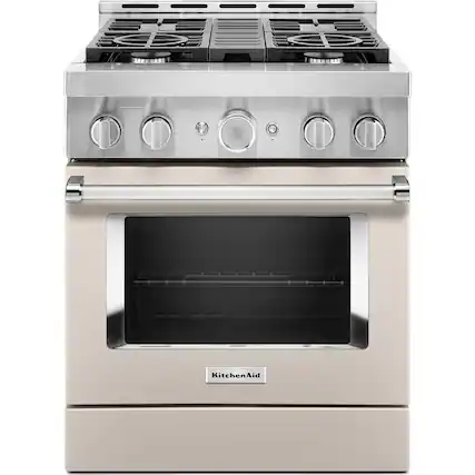 Front. KitchenAid - Commercial-Style 4.1 Cu. Ft. Slide-In Gas True Convection Range with Self-Cleaning - Milkshake.