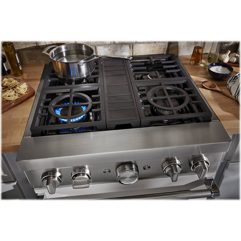 Alt View 12. KitchenAid - Commercial-Style 4.1 Cu. Ft. Slide-In Gas True Convection Range with Self-Cleaning - Milkshake.