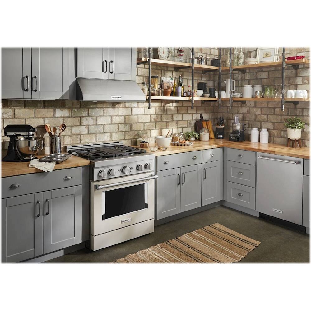 Alt View 13. KitchenAid - Commercial-Style 4.1 Cu. Ft. Slide-In Gas True Convection Range with Self-Cleaning - Milkshake.