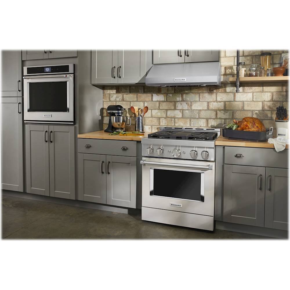 Alt View 14. KitchenAid - Commercial-Style 4.1 Cu. Ft. Slide-In Gas True Convection Range with Self-Cleaning - Milkshake.