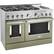 Angle. KitchenAid - 6.3 Cu. Ft. Freestanding Double Oven Gas True Convection Range with Self-Cleaning - Avocado Cream.