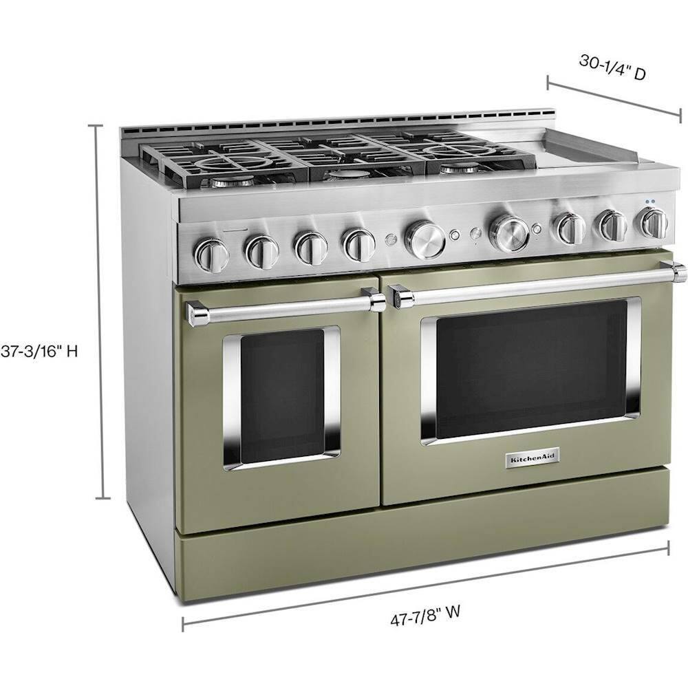 Alt View 11. KitchenAid - 6.3 Cu. Ft. Freestanding Double Oven Gas True Convection Range with Self-Cleaning - Avocado Cream.