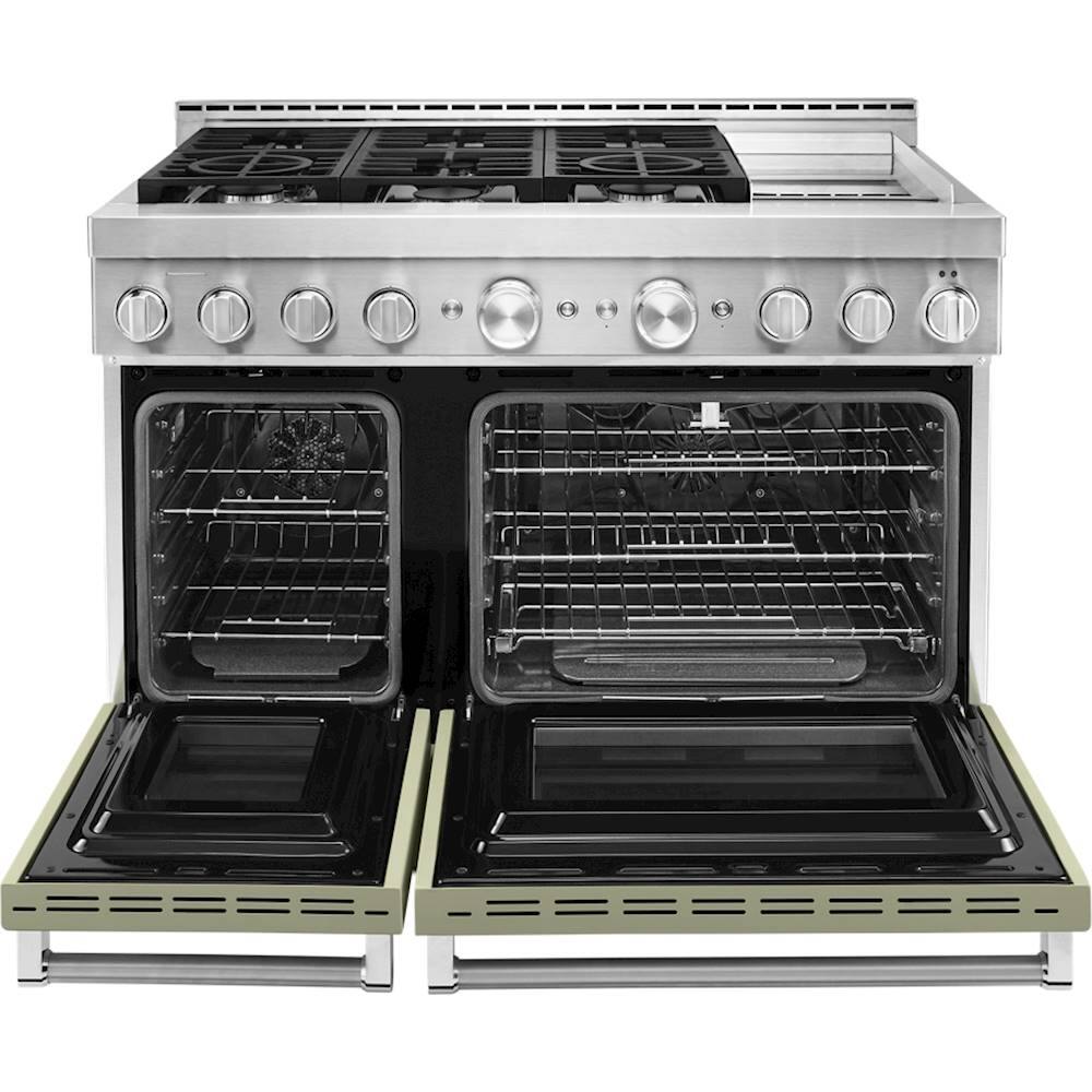Alt View 13. KitchenAid - 6.3 Cu. Ft. Freestanding Double Oven Gas True Convection Range with Self-Cleaning - Avocado Cream.