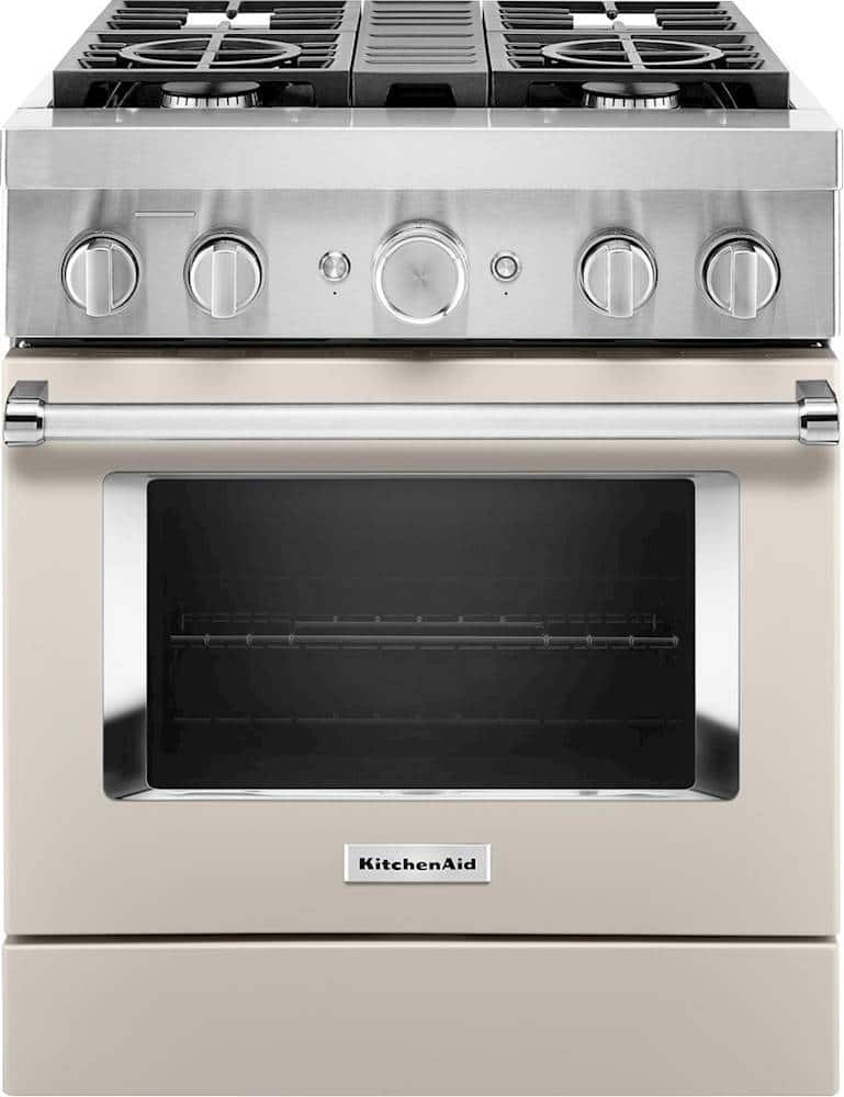 Front. KitchenAid - 4.1 Cu. Ft. Freestanding Dual-Fuel True Convection Range with Self-Cleaning - Milkshake.