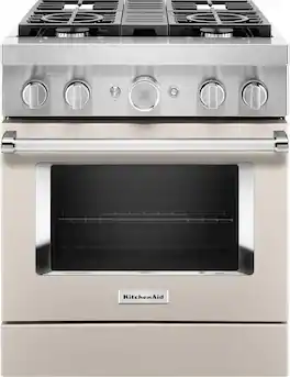 KitchenAid - 4.1 Cu. Ft. Freestanding Dual-Fuel True Convection Range with Self-Cleaning - Milkshake