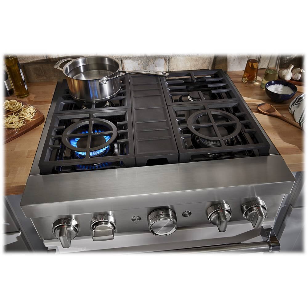 Alt View 11. KitchenAid - 4.1 Cu. Ft. Freestanding Dual-Fuel True Convection Range with Self-Cleaning - Milkshake.