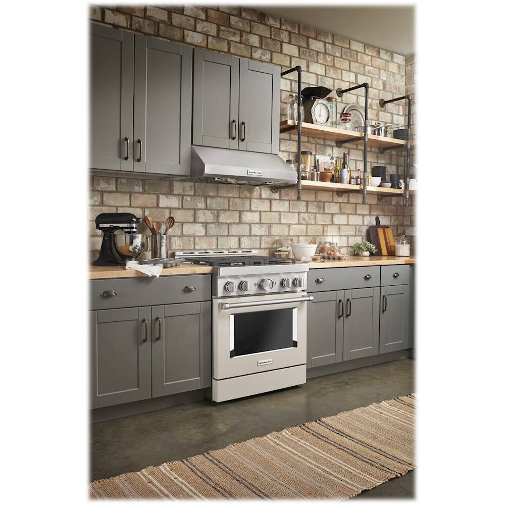 Alt View 17. KitchenAid - 4.1 Cu. Ft. Freestanding Dual-Fuel True Convection Range with Self-Cleaning - Milkshake.