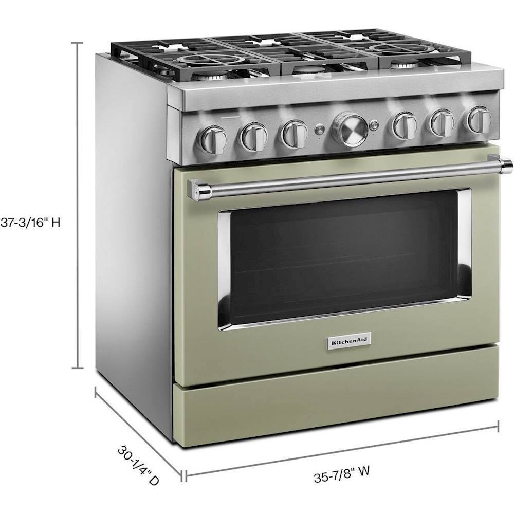 Alt View 12. KitchenAid - 5.1 Cu. Ft. Freestanding Dual Fuel True Convection Range with Self-Cleaning - Avocado Cream.