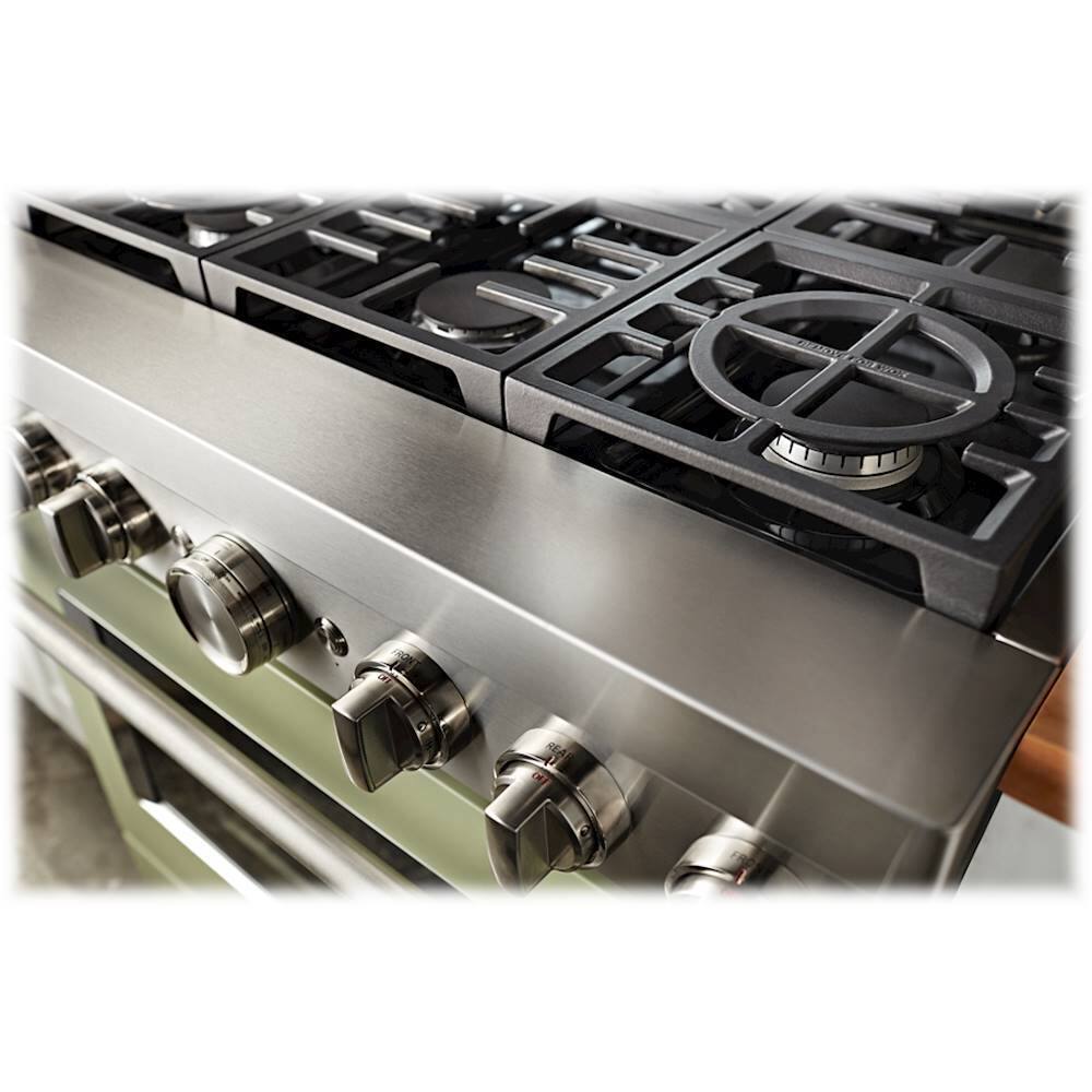 Alt View 14. KitchenAid - 5.1 Cu. Ft. Freestanding Dual Fuel True Convection Range with Self-Cleaning - Avocado Cream.