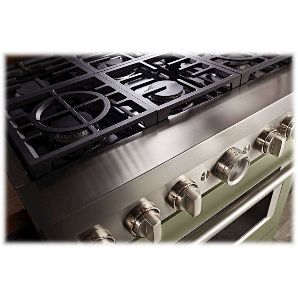 Alt View 23. KitchenAid - 5.1 Cu. Ft. Freestanding Dual Fuel True Convection Range with Self-Cleaning - Avocado Cream.