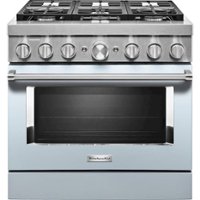 KitchenAid - 5.1 Cu. Ft. Freestanding Dual Fuel True Convection Range with Self-Cleaning - Misty Blue - Front_Zoom