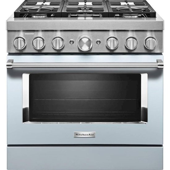 KitchenAid – 5.1 Cu. Ft. Freestanding Dual Fuel True Convection Range with Self-Cleaning – Misty Blue