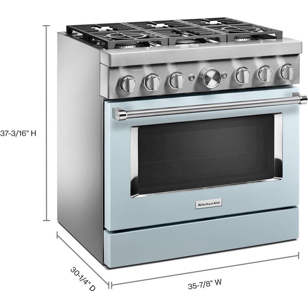 Alt View 12. KitchenAid - 5.1 Cu. Ft. Freestanding Dual Fuel True Convection Range with Self-Cleaning - Misty Blue.