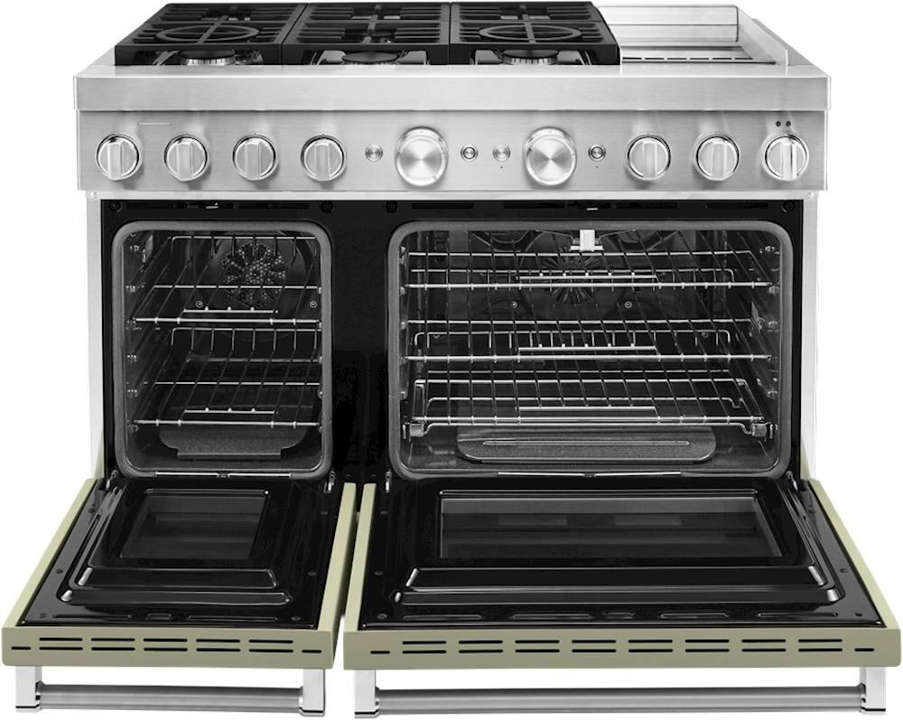 Alt View 11. KitchenAid - Commercial-Style 6.3 Cu. Ft. Freestanding Double Oven Dual-Fuel True Convection Range with Self-Cleaning - Avocado Cream.