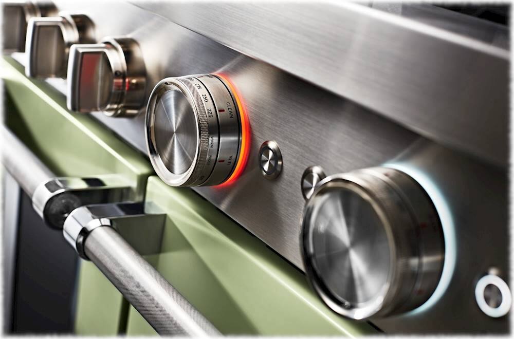 Alt View 14. KitchenAid - Commercial-Style 6.3 Cu. Ft. Freestanding Double Oven Dual-Fuel True Convection Range with Self-Cleaning - Avocado Cream.