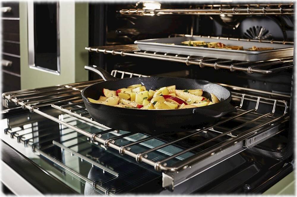 Alt View 15. KitchenAid - Commercial-Style 6.3 Cu. Ft. Freestanding Double Oven Dual-Fuel True Convection Range with Self-Cleaning - Avocado Cream.