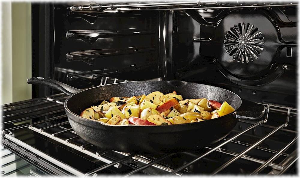 Alt View 16. KitchenAid - Commercial-Style 6.3 Cu. Ft. Freestanding Double Oven Dual-Fuel True Convection Range with Self-Cleaning - Avocado Cream.