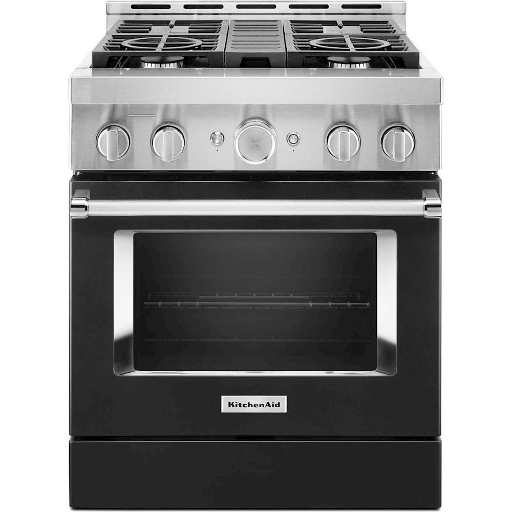 KitchenAid – Commercial-Style 4.1 Cu. Ft. Slide-In Gas True Convection Range with Self-Cleaning – Imperial Black