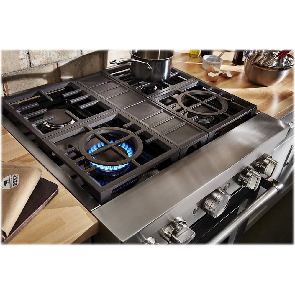 Alt View 11. KitchenAid - Commercial-Style 4.1 Cu. Ft. Slide-In Gas True Convection Range with Self-Cleaning - Imperial Black.