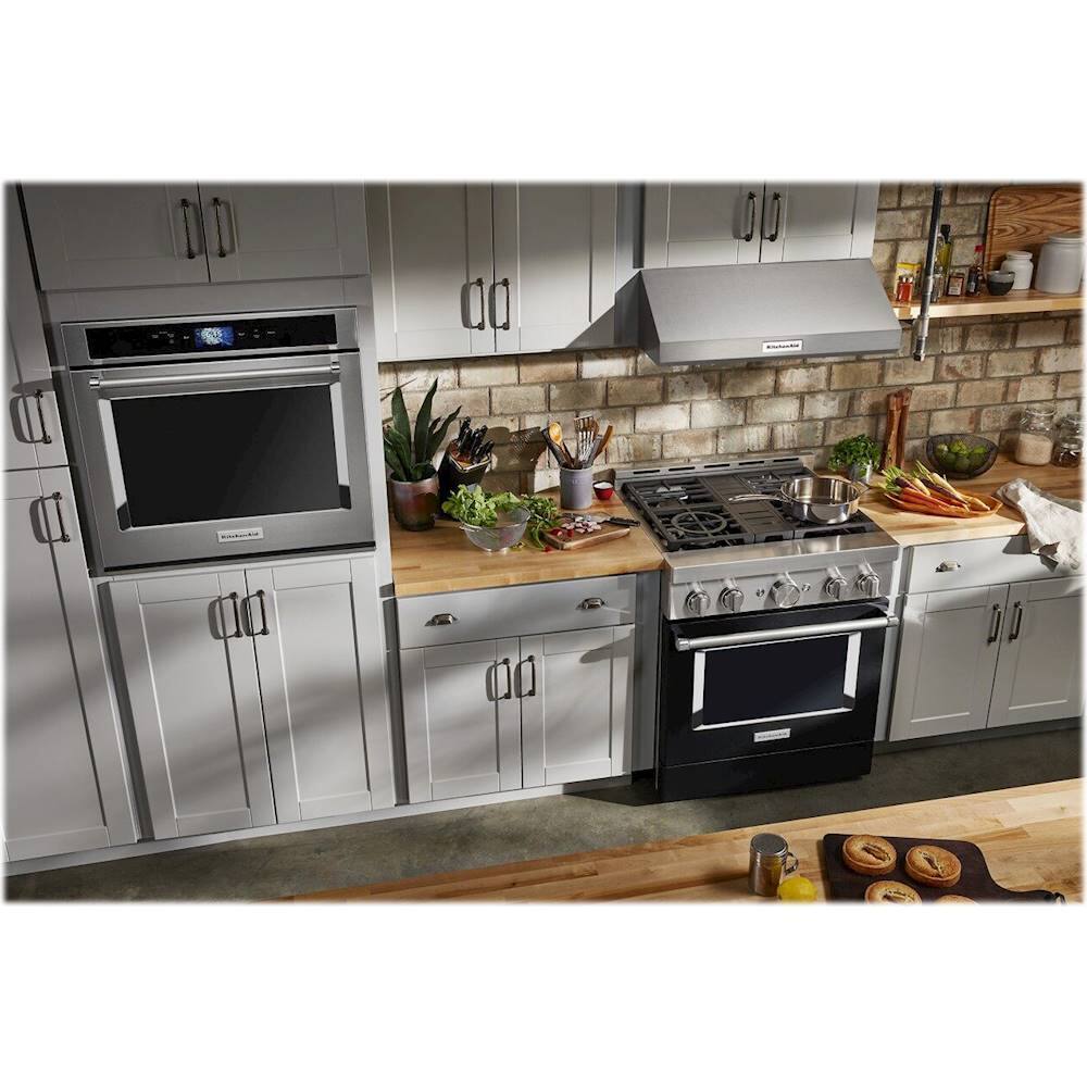 Alt View 13. KitchenAid - Commercial-Style 4.1 Cu. Ft. Slide-In Gas True Convection Range with Self-Cleaning - Imperial Black.