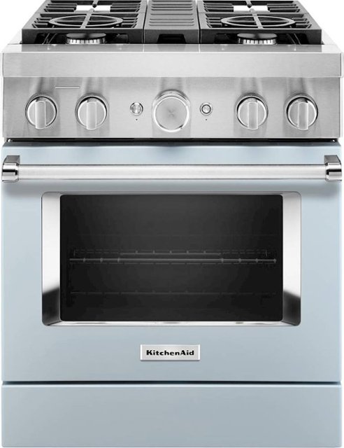 KitchenAid – 4.1 Cu. Ft. Freestanding Dual-Fuel True Convection Range with Self-Cleaning – Misty Blue