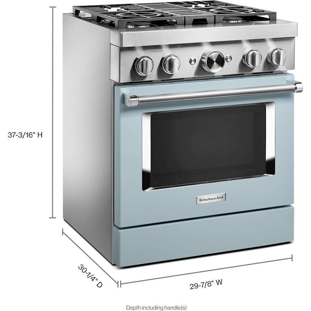 Alt View 12. KitchenAid - 4.1 Cu. Ft. Freestanding Dual-Fuel True Convection Range with Self-Cleaning - Misty Blue.