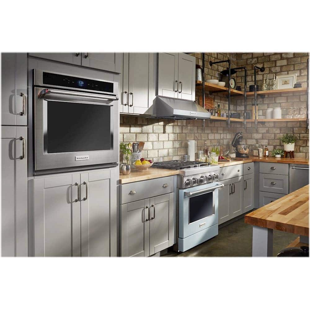 Alt View 15. KitchenAid - 4.1 Cu. Ft. Freestanding Dual-Fuel True Convection Range with Self-Cleaning - Misty Blue.