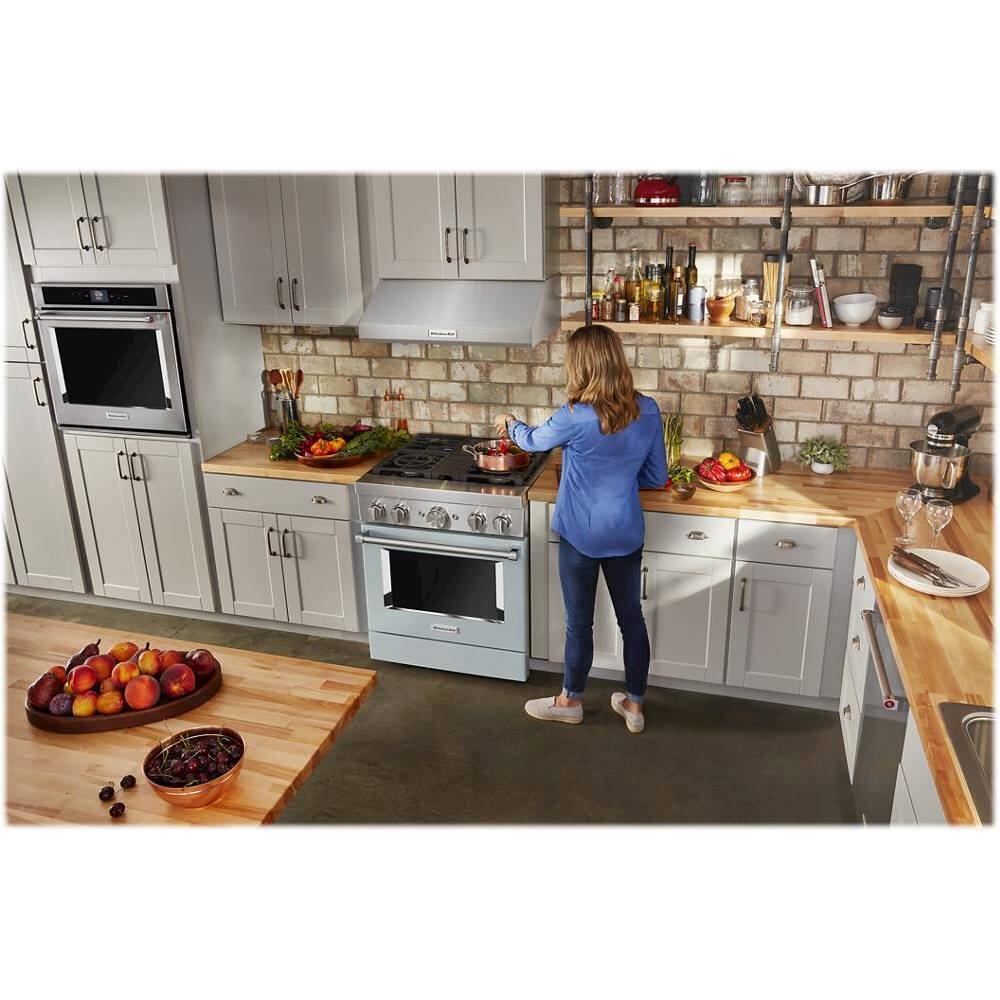 Alt View 17. KitchenAid - 4.1 Cu. Ft. Freestanding Dual-Fuel True Convection Range with Self-Cleaning - Misty Blue.