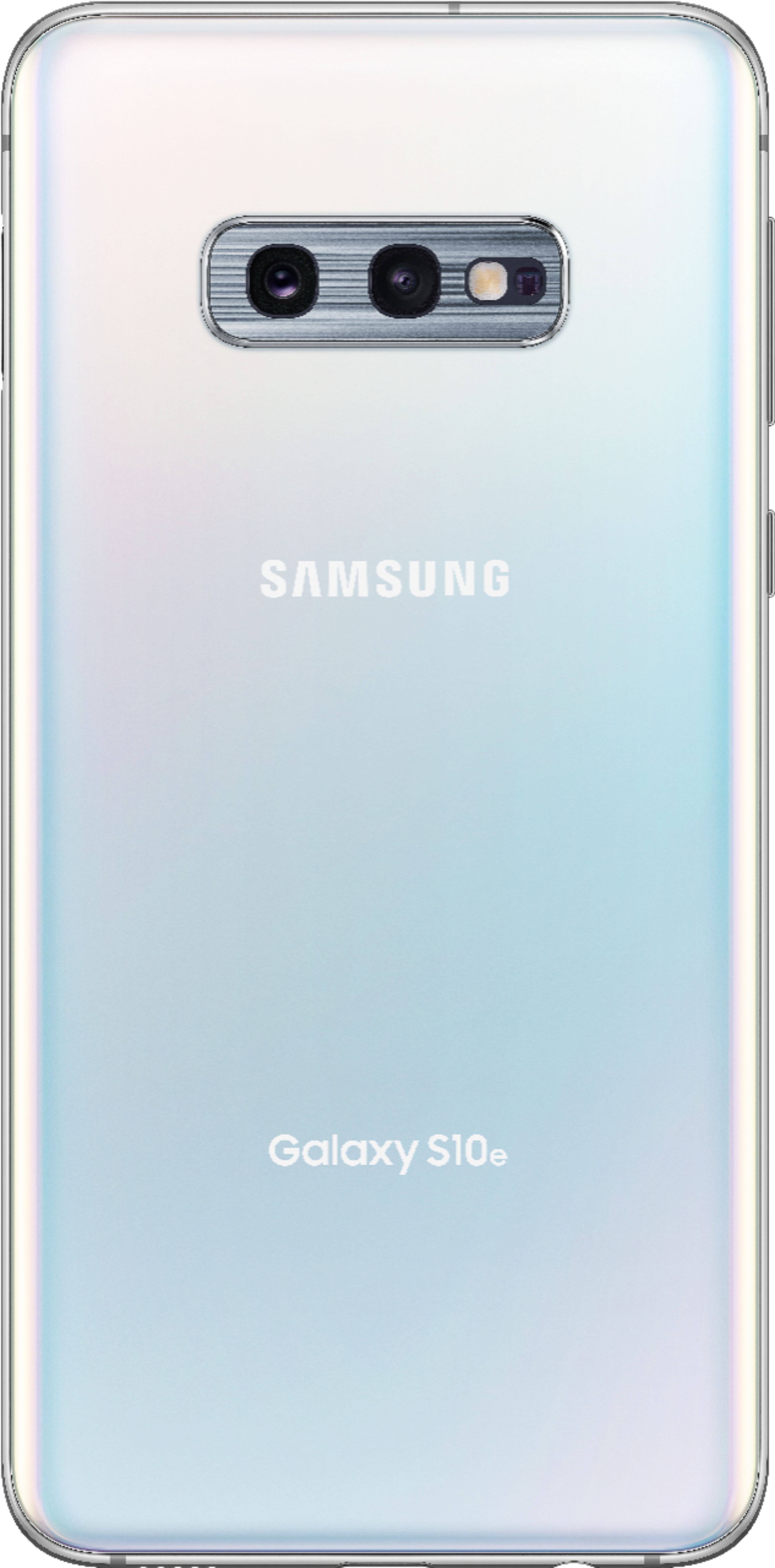 Back View: Samsung - Geek Squad Certified Refurbished Galaxy S10e with 256GB Memory Cell Phone (Unlocked) Prism - White