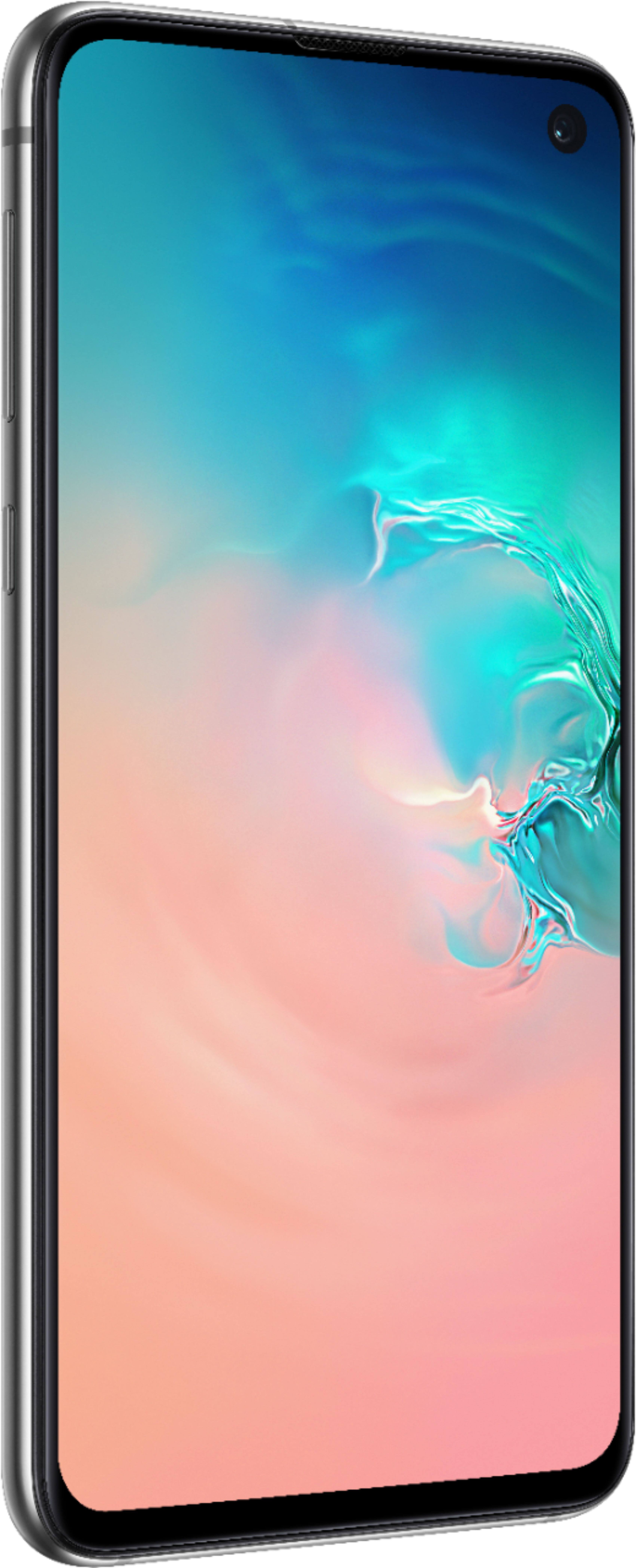 Angle View: Samsung - Geek Squad Certified Refurbished Galaxy S10e with 256GB Memory Cell Phone (Unlocked) Prism - White