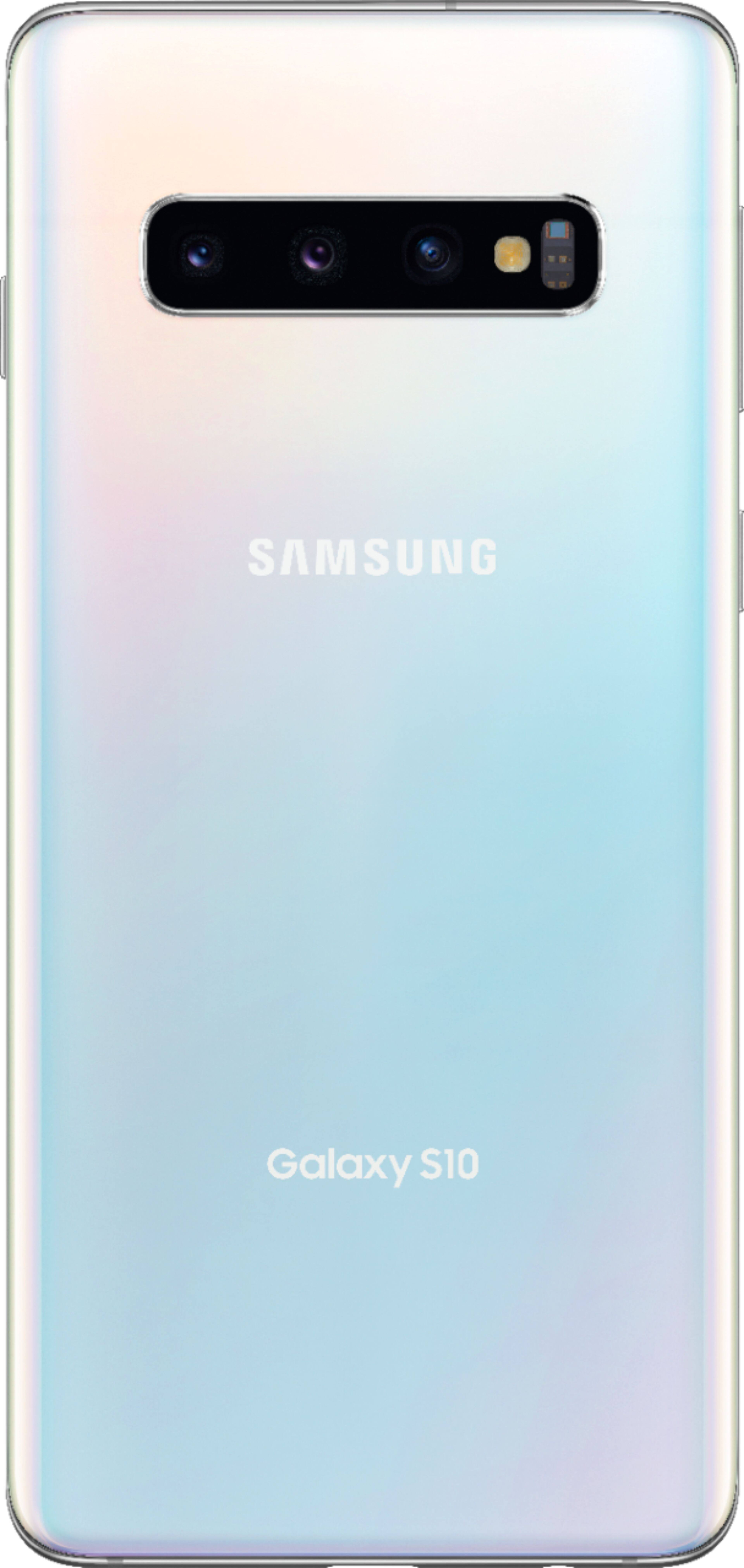 Back. Samsung - Geek Squad Certified Refurbished Galaxy S10 with 512GB Memory Cell Phone (Unlocked) Prism - White.