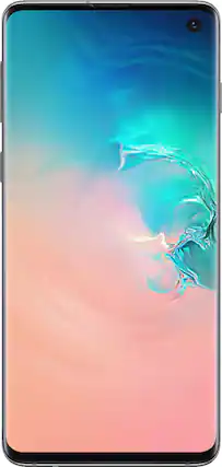 Front. Samsung - Geek Squad Certified Refurbished Galaxy S10 with 512GB Memory Cell Phone (Unlocked) Prism - White.